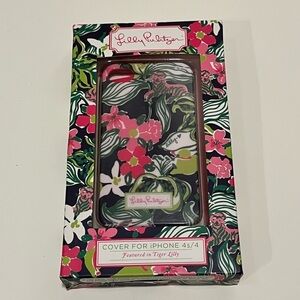 NIB Lilly Pulitzer Phone Case cover for IPhone 4 or 4S. Black, pink, red green